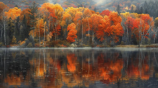 Autumnal Waterscape Serenity Digital Art HD Metal Prints - Roclla Media Art