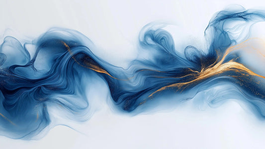 Azure Cascade Art Print: Golden Stream Collection