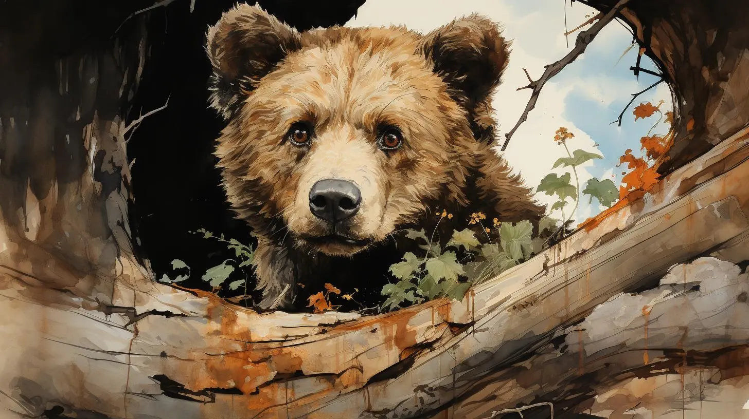 Bear Cub in the Woods Metal Art Prints - Roclla Media Art