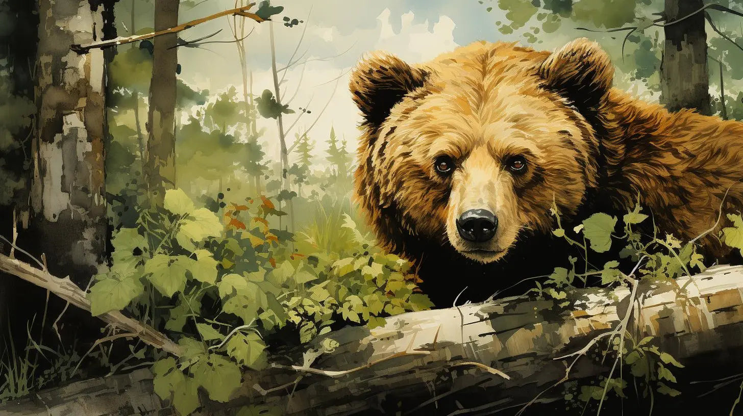 Bear Exploring Mountain Wilderness Digital Art Metal Prints - Roclla Media Art