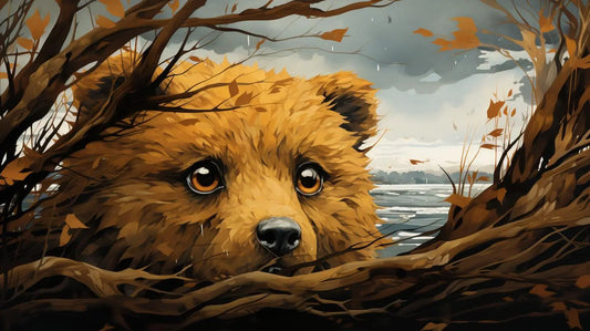 Bear Portrait in Wildflower Meadow Metal Art Prints - Roclla Media Art
