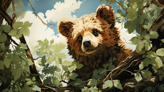 Bear in Autumn Forest Digital Art Metal Prints - Roclla Media Art