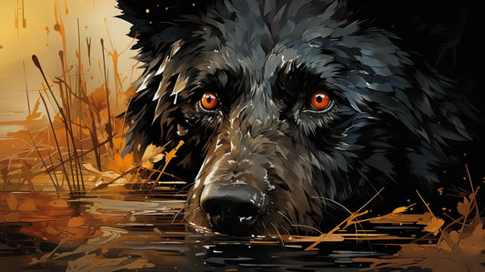 Bear in Dreamy Forest Glade Metal Art Prints - Roclla Media Art