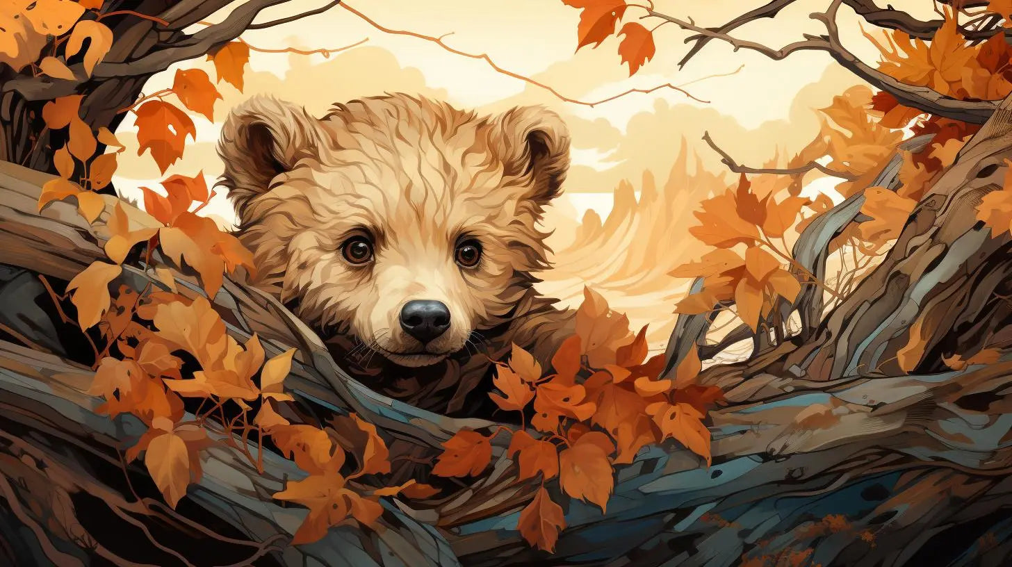 Bear in Tranquil Forest Clearing Digital Art Metal Prints - Roclla Media Art