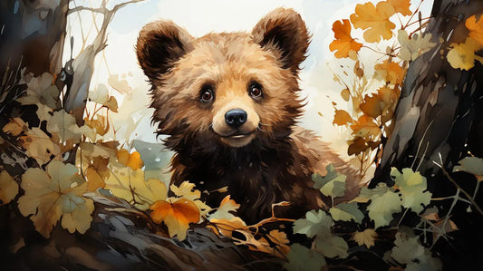 Bear's Autumnal Melody - HD Metal Print - Roclla Media Art