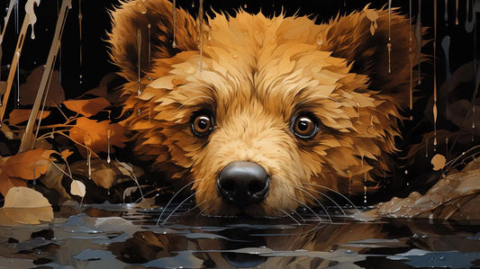 Bear's Digital Expedition - Colorful Metal Print - Roclla Media Art