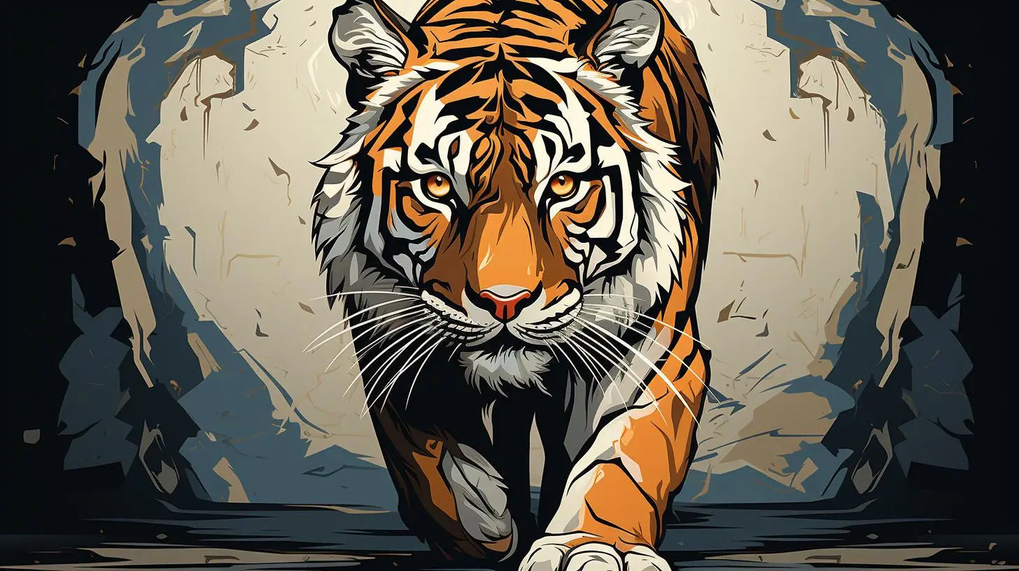 Digital Art Tiger Panoramic Metal Framed Poster Print      Roclla Media