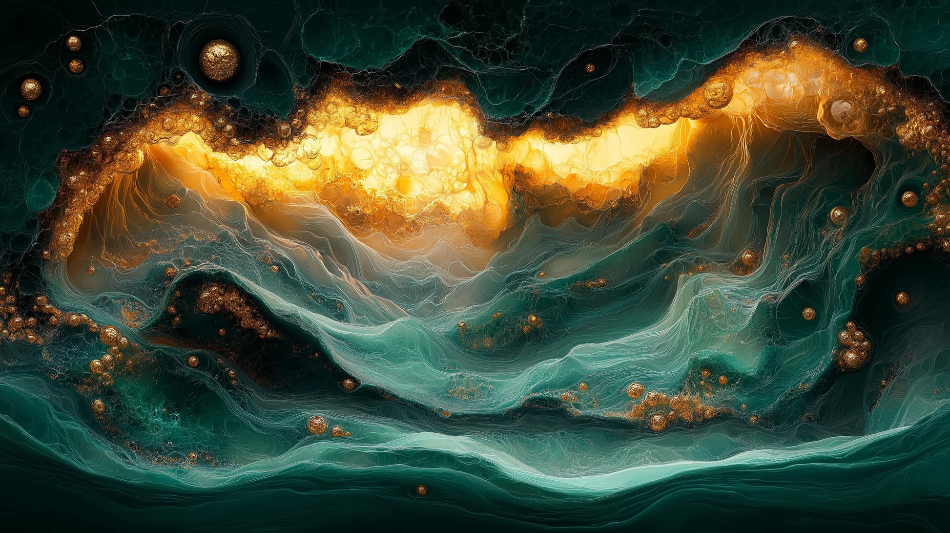 Flow Art Print: Emerald Radiance Collection