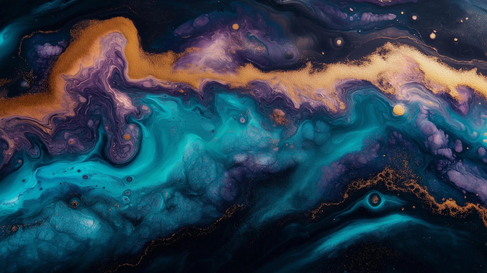 Flow Art Print: Emerald Solar Depths Collection