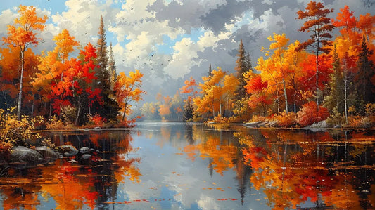 Golden Autumn Panorama Digital Art HD Metal Prints - Roclla Media Art