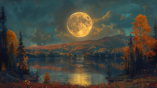 Golden Moon Over Amber Fields HD Metal Prints - Roclla Media Art