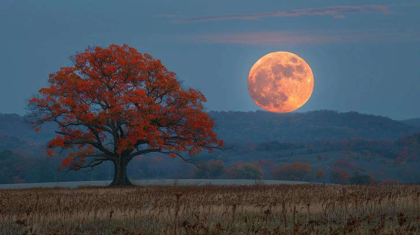 Golden Moon Over Meadows HD Metal Prints - Roclla Media Art