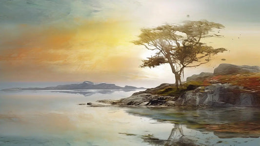 Landscape Art Print: Coastal Tree Reflection