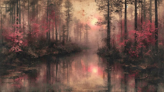 Landscape Art Print: Forest Lake Blossoms Collection