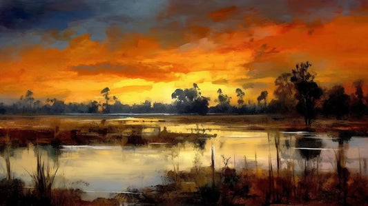 Landscape Art Print: Golden Hour River Collection