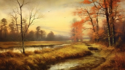 Landscape Art Print: Golden Wetlands Panorama