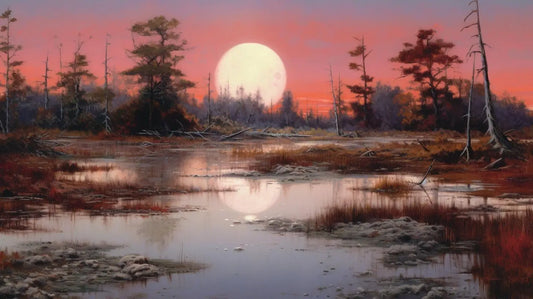 Landscape Art Print: Moonlit Marsh Reflection Collection