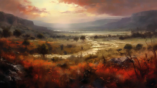 Landscape Art Print: Sunlit Highland Valley Collection