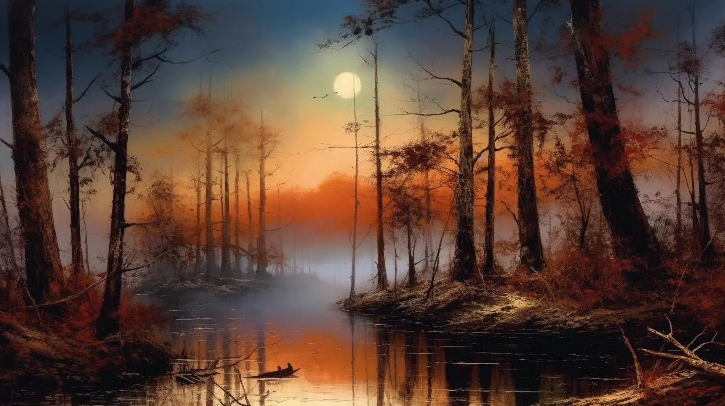 Landscape Art: Autumn Forest Moon Art Print