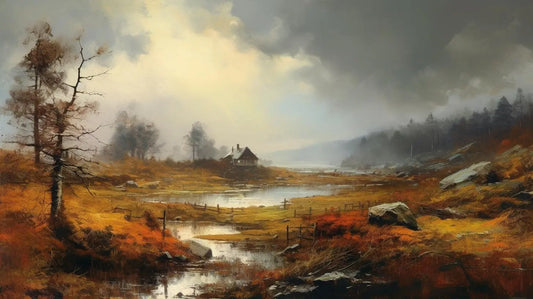 Landscape Art: Autumn Highland Cottage Print