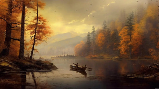 Landscape Art: Autumn Lake Journey Print