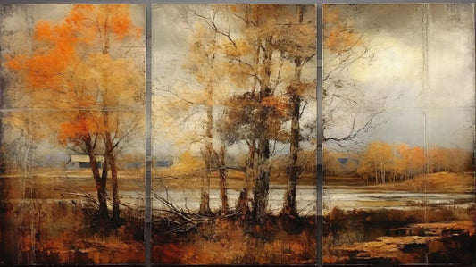 Landscape Art: Autumn Reflections Triptych