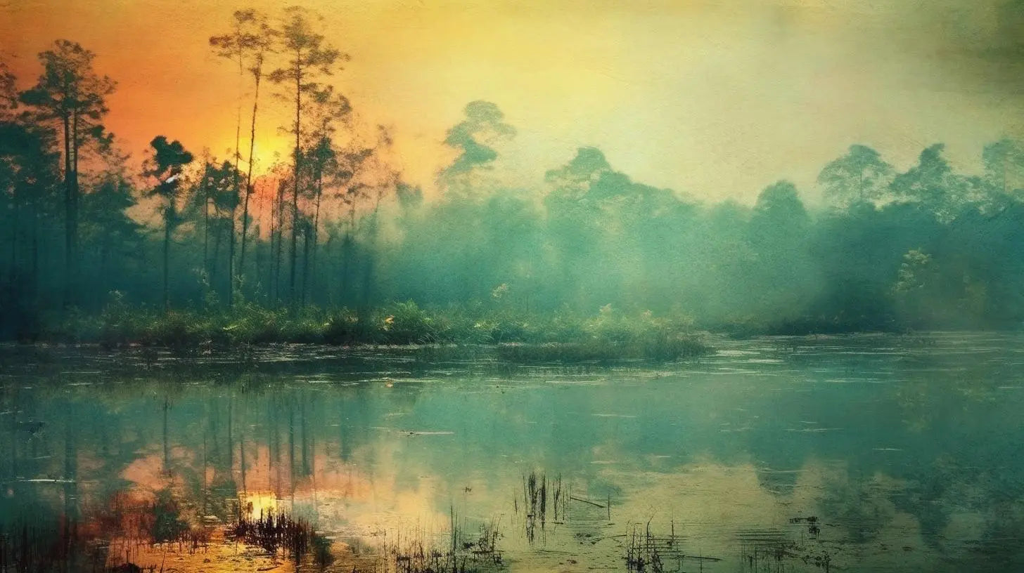 Landscape Art: Emerald Dusk Lake Print