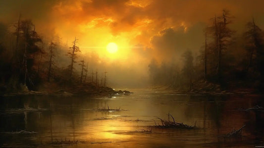 Landscape Art: Golden Hour Lake Majesty Print