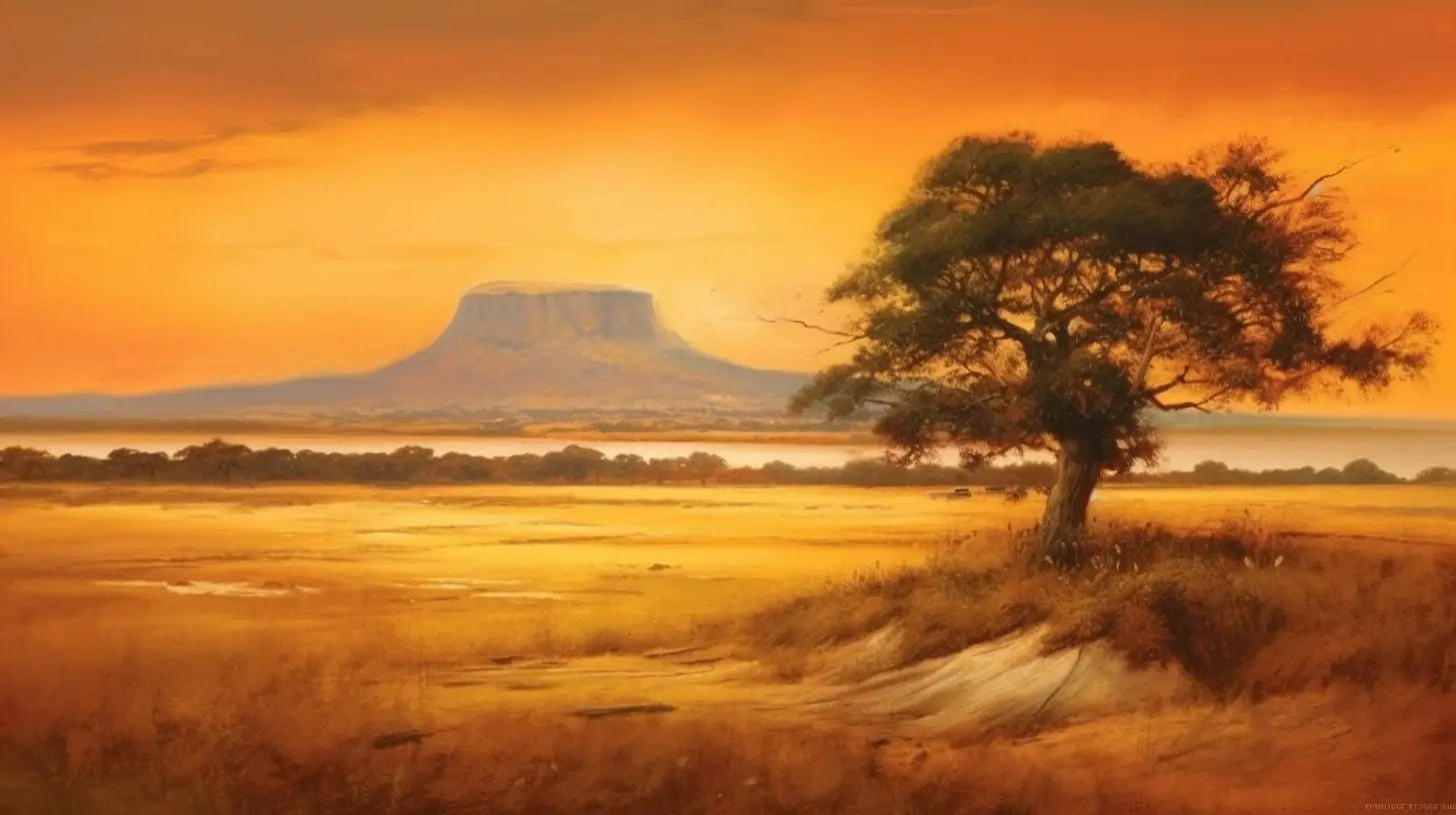 Landscape Art: Golden Mesa Desert Sunset