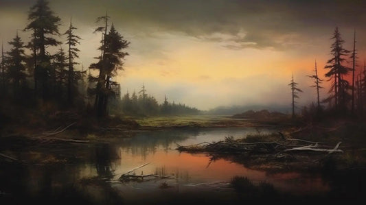 Landscape Art: Pine Lake Twilight Reflections Print