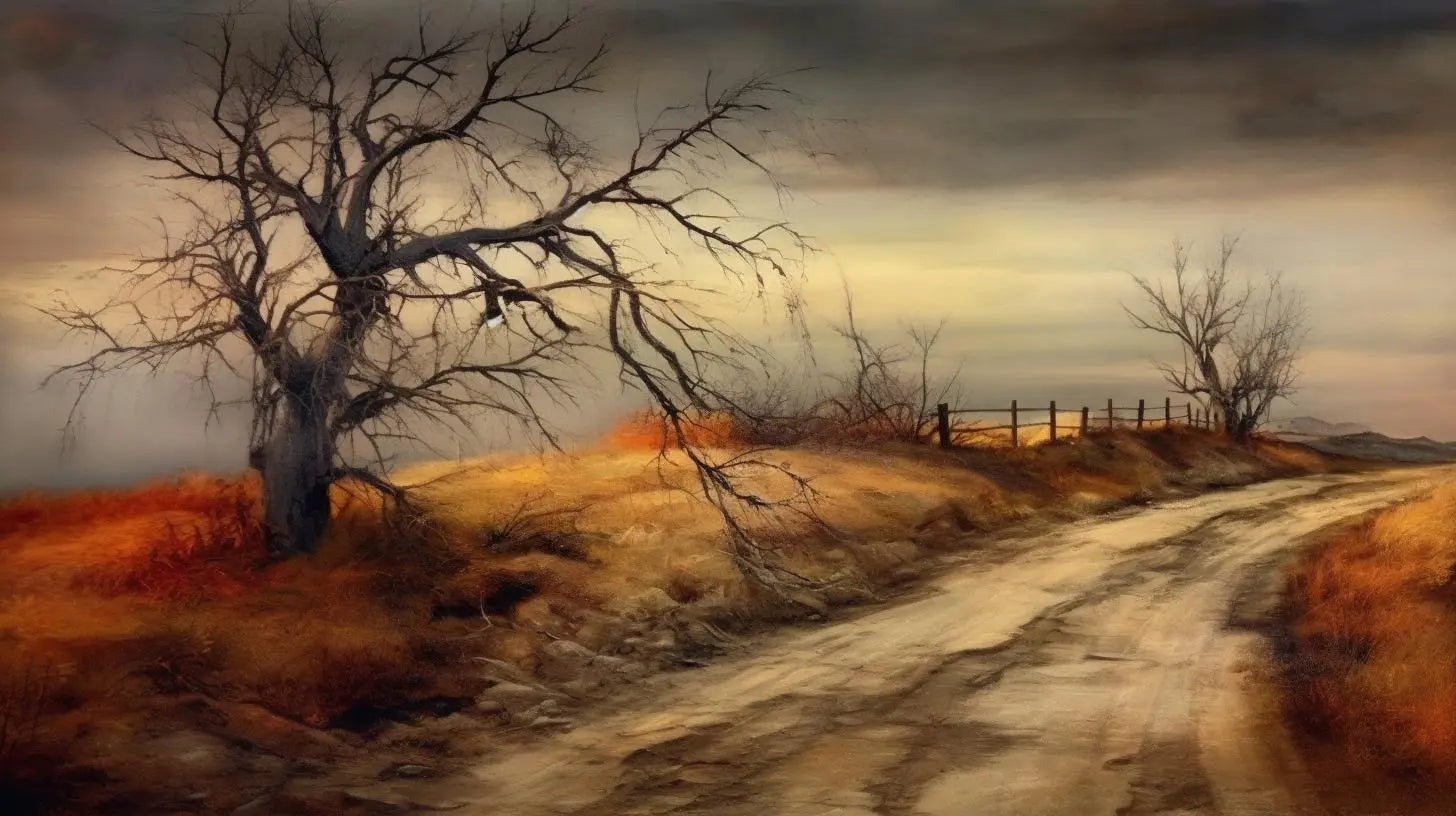 Landscape Art: Rural Path at Golden Hour Art Print