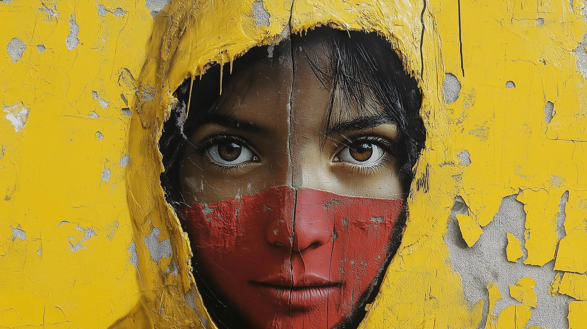 Masked Soul: Yellow Resilience Portrait