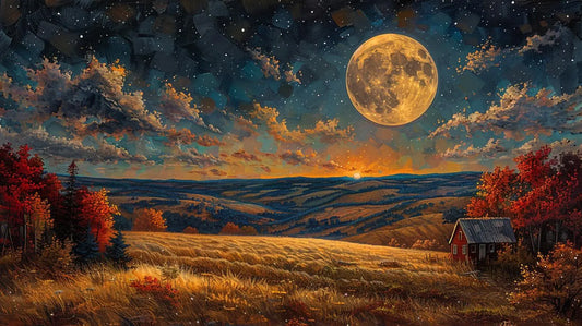 Moonlit Golden Fields HD Metal Prints - Roclla Media Art