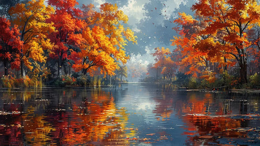 Radiant Autumn Panorama on Metal - Roclla Media Art