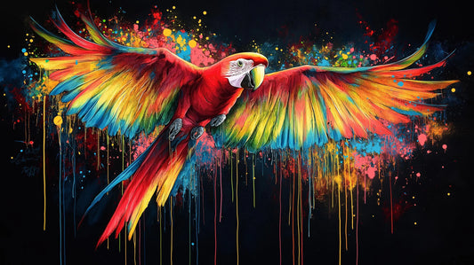 Scarlet Ascent | Crimson Macaw in Flight Collection