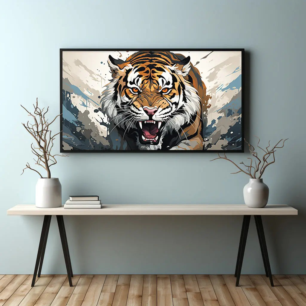 Tiger Panoramic Metal Framed Poster Print - Roclla Media Art