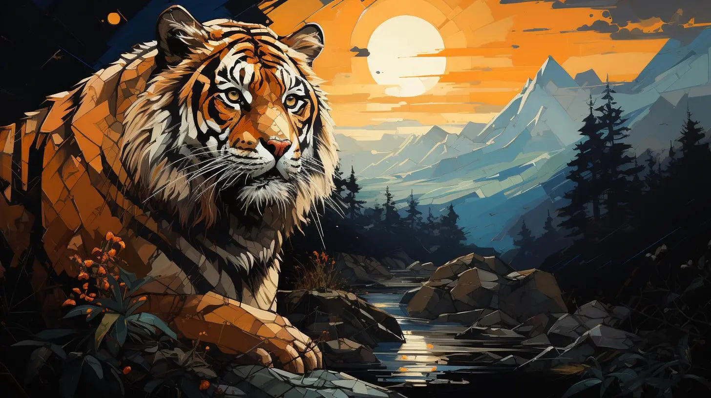 Tiger's Embrace of the Wild Metal Print - Roclla Media Art