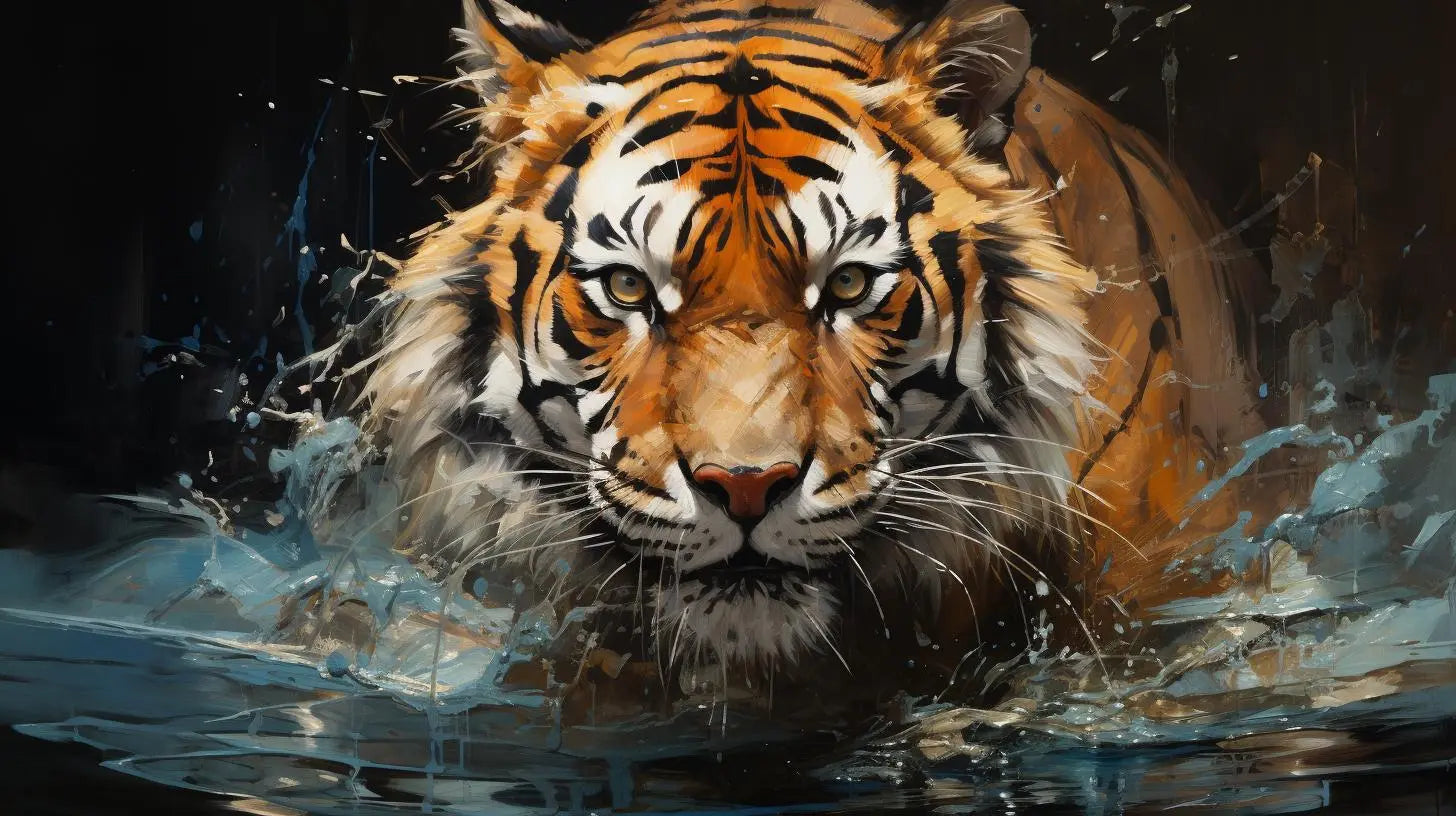 Tiger's Gaze Across the Savannah Metal Print - Roclla Media Art