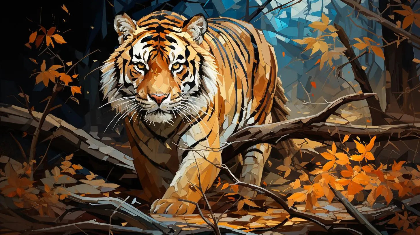 Tiger's Glare in the Darkness Metal Print - Roclla Media Art